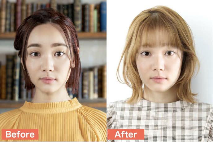 らしさ ヘアスタイルデザイナーで髪色を金髪にした画像