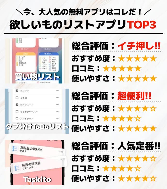 欲しいものリストアプリTOP3
