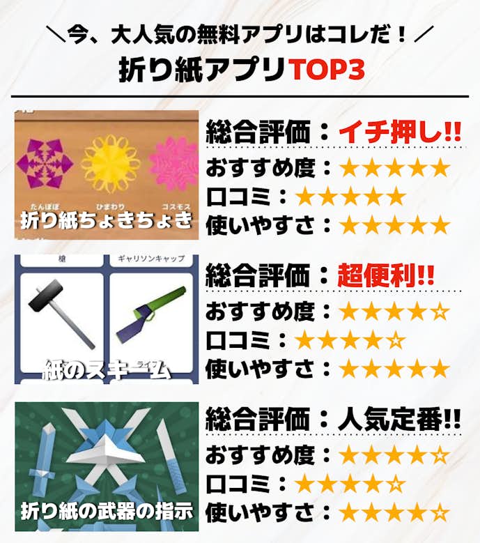 折り紙アプリTOP3