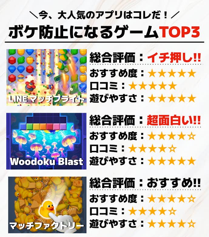ボケ防止になるゲームアプリTOP3