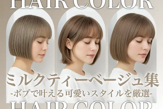 ミルクティーベージュのボブスタイル21選。明るめ・暗めのヘアカラー色見本を大公開