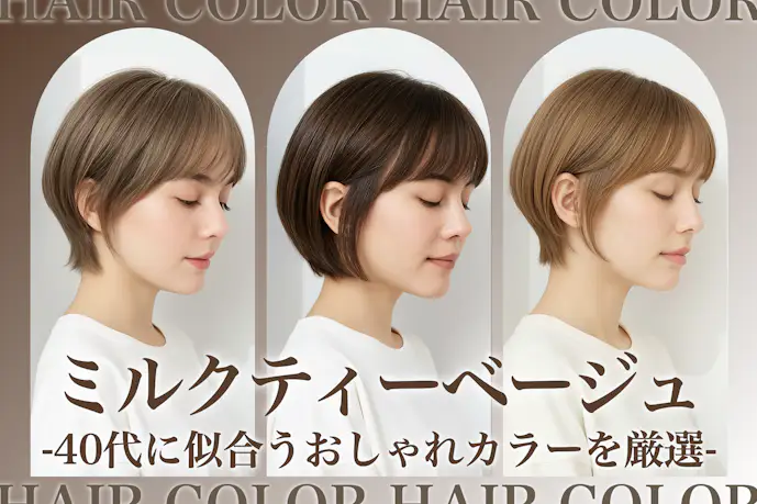 40代向けミルクティーベージュの髪色20選。明るめ暗めのヘアカラー色見本を大公開!