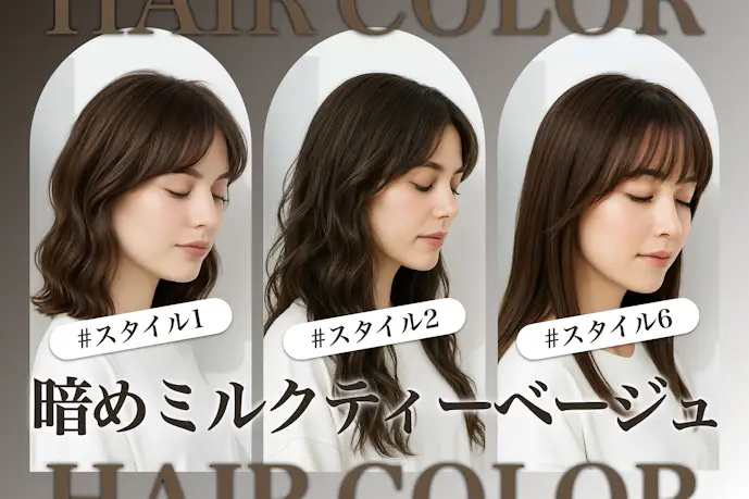 暗めミルクティーベージュの髪色11選。ダークトーンのヘアカラー色見本を大公開!