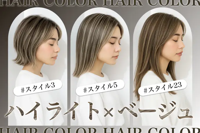 ベージュ系ハイライトの髪色23選。おしゃれなヘアカラー&ヘアスタイルを大公開!