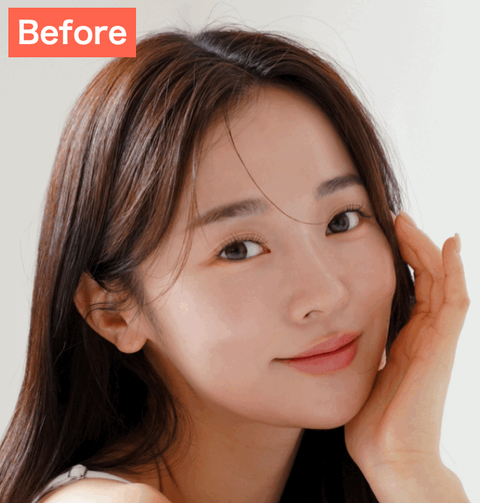 BeautyPlusの『メイクアップ』機能でナチュラルメイクをした画像