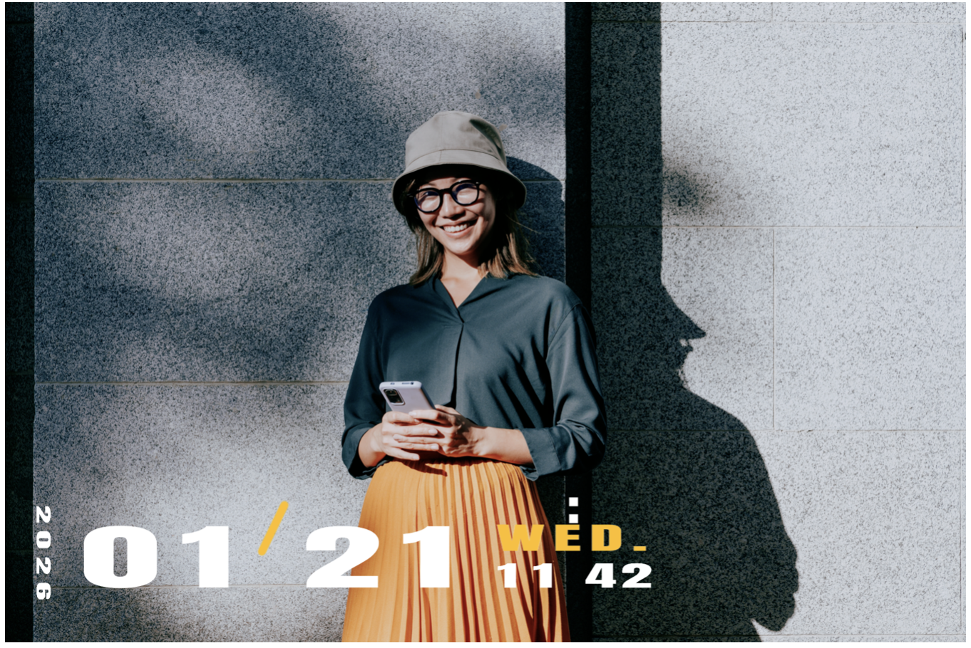 BeautyPlusの『タイムスタンプ』で写真に日付を入れた画像