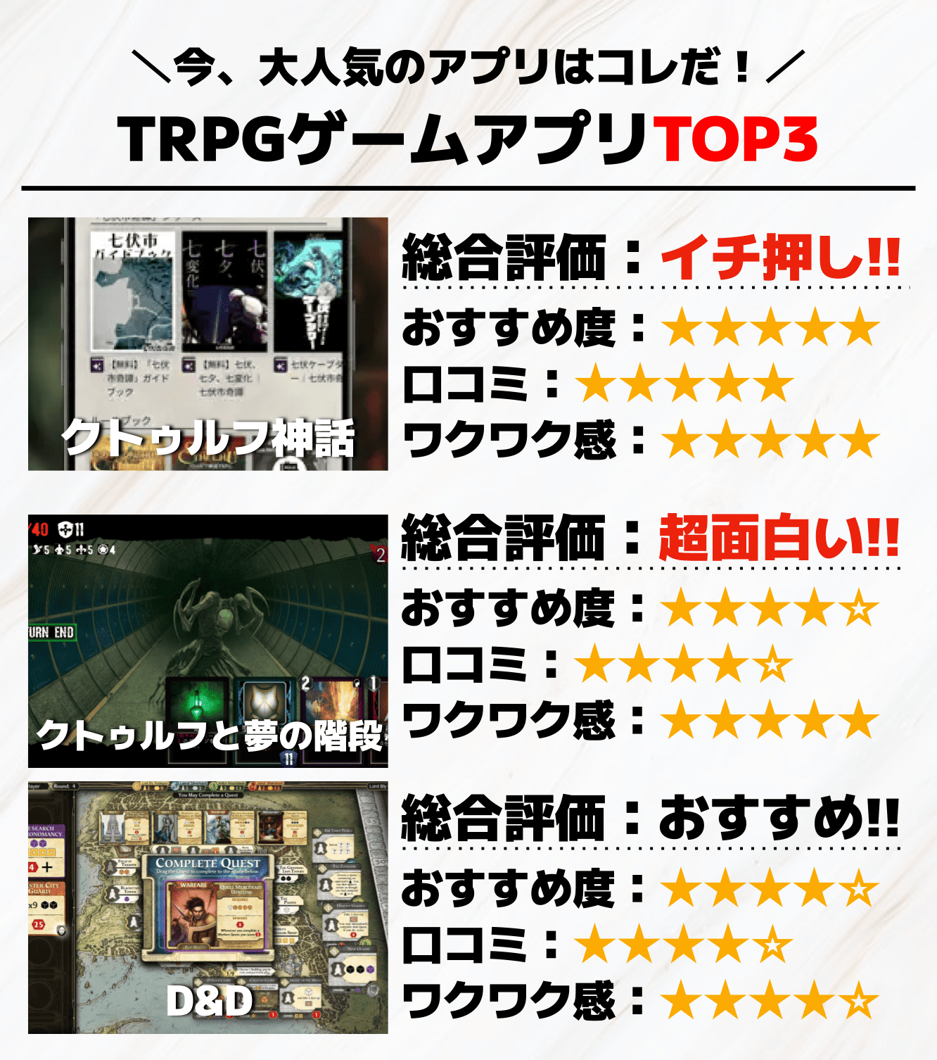 TRPGゲームアプリTOP3