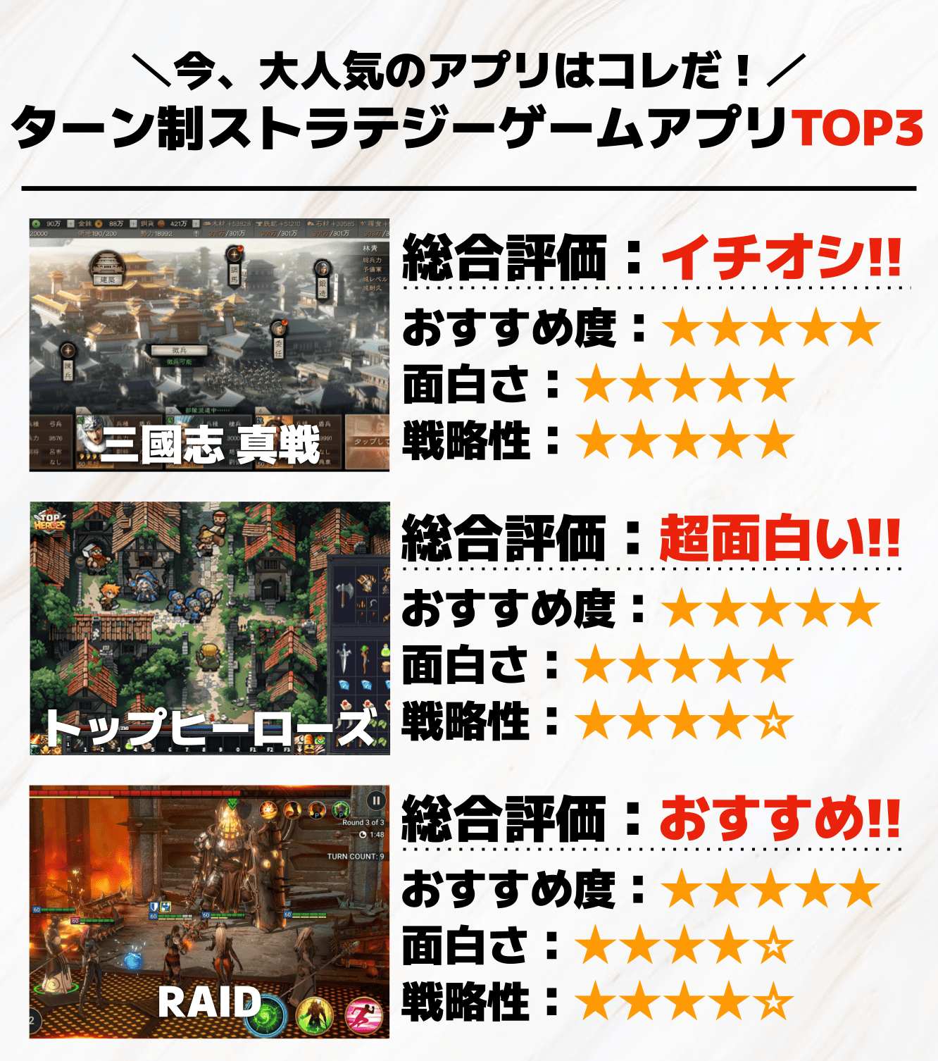 ターン制ストラテジーゲームアプリTOP3