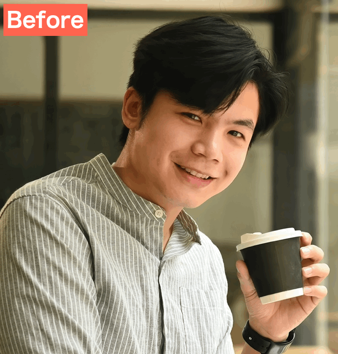 BeautyPlusで顔のパーツを自然に整えた画像