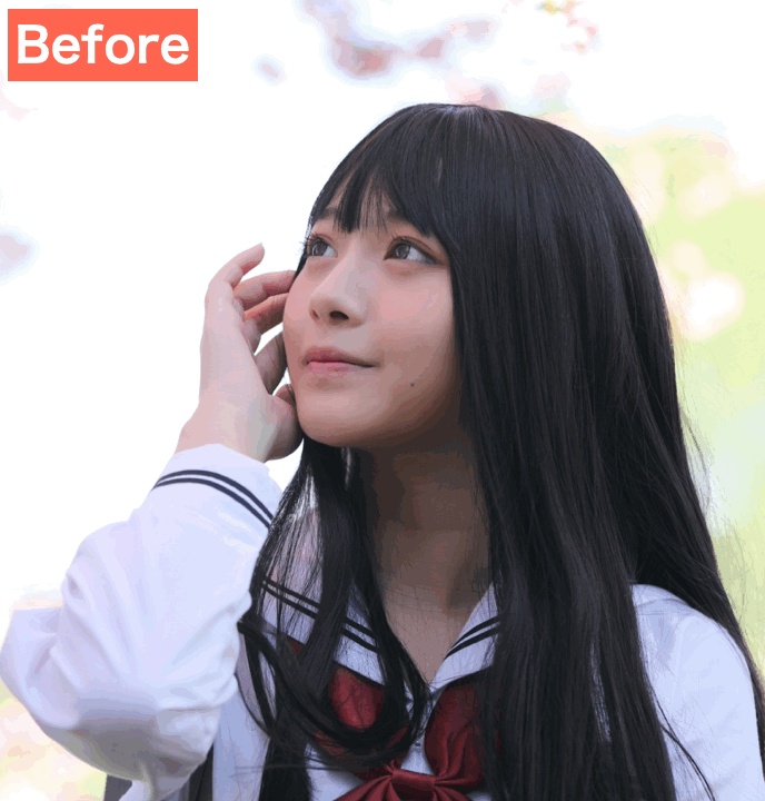 BeautyPlusで髪色を変えた画像
