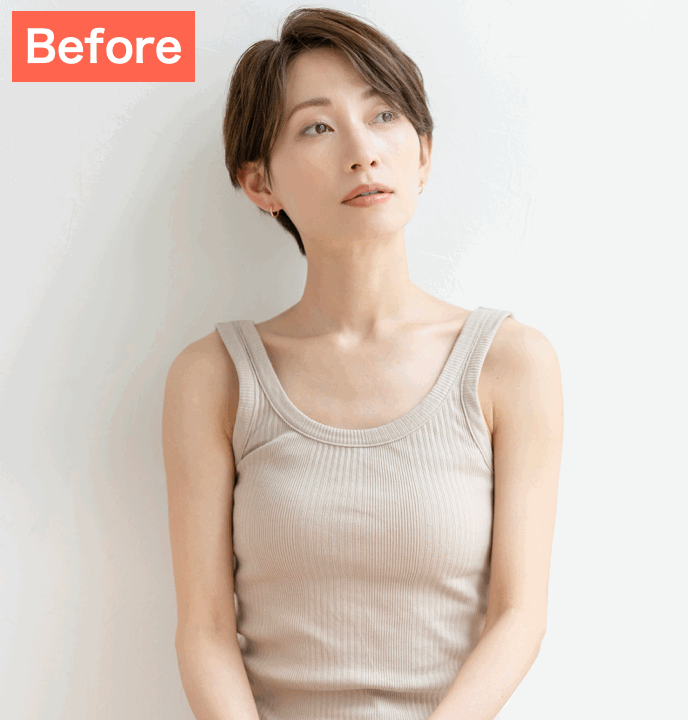 BeautyPlusで胸を大きくした画像