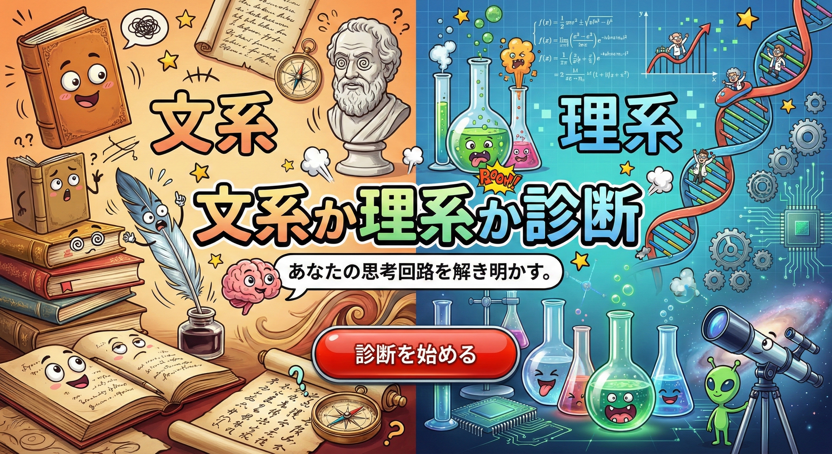 【文系か理系か診断】あなたは理系脳...