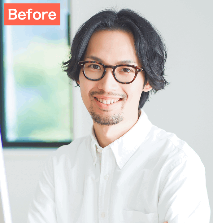 BeautyPlusで髭・青髭を自然に消した画像