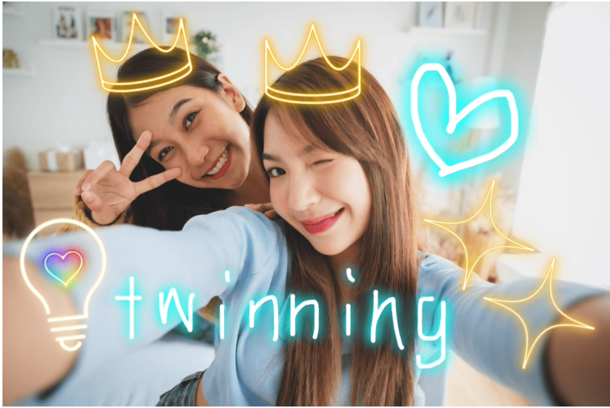 BeautyPlusのプリクラ風ネオンペンで写真に落書きした画像