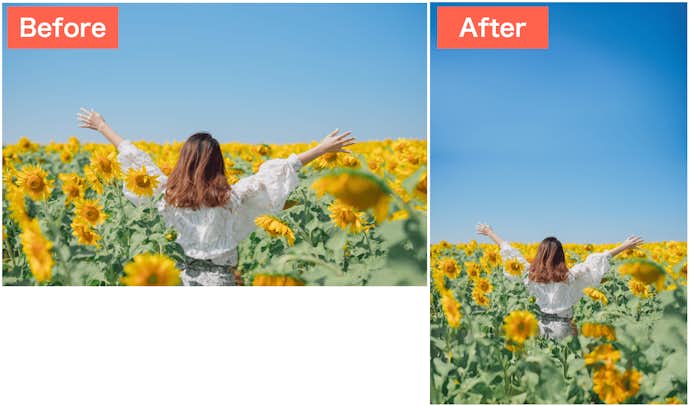 BeautyPlusの『背景の拡張』機能で横写真を縦に伸ばした画像