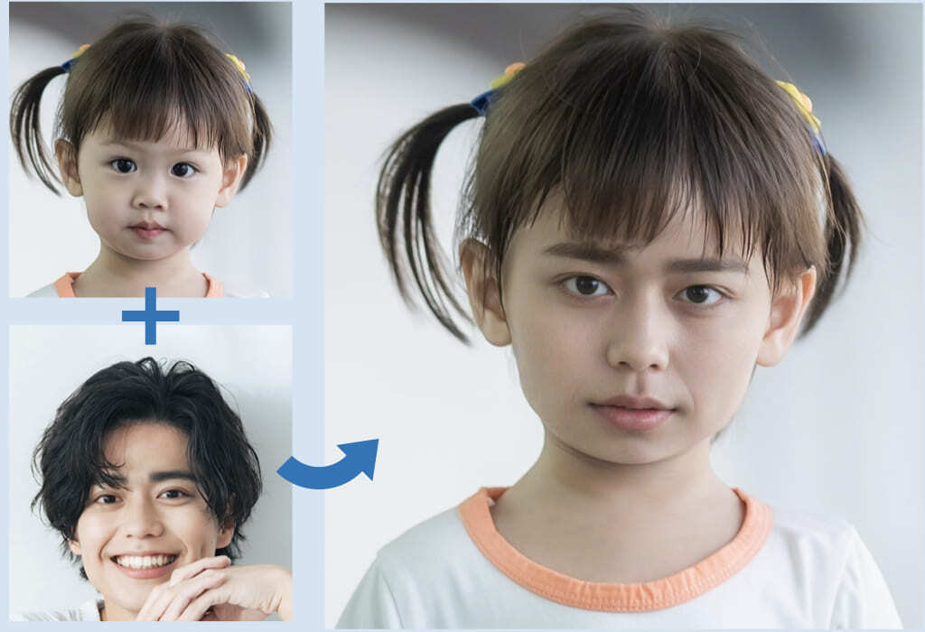 BeautyPlusで顔を合成した画像