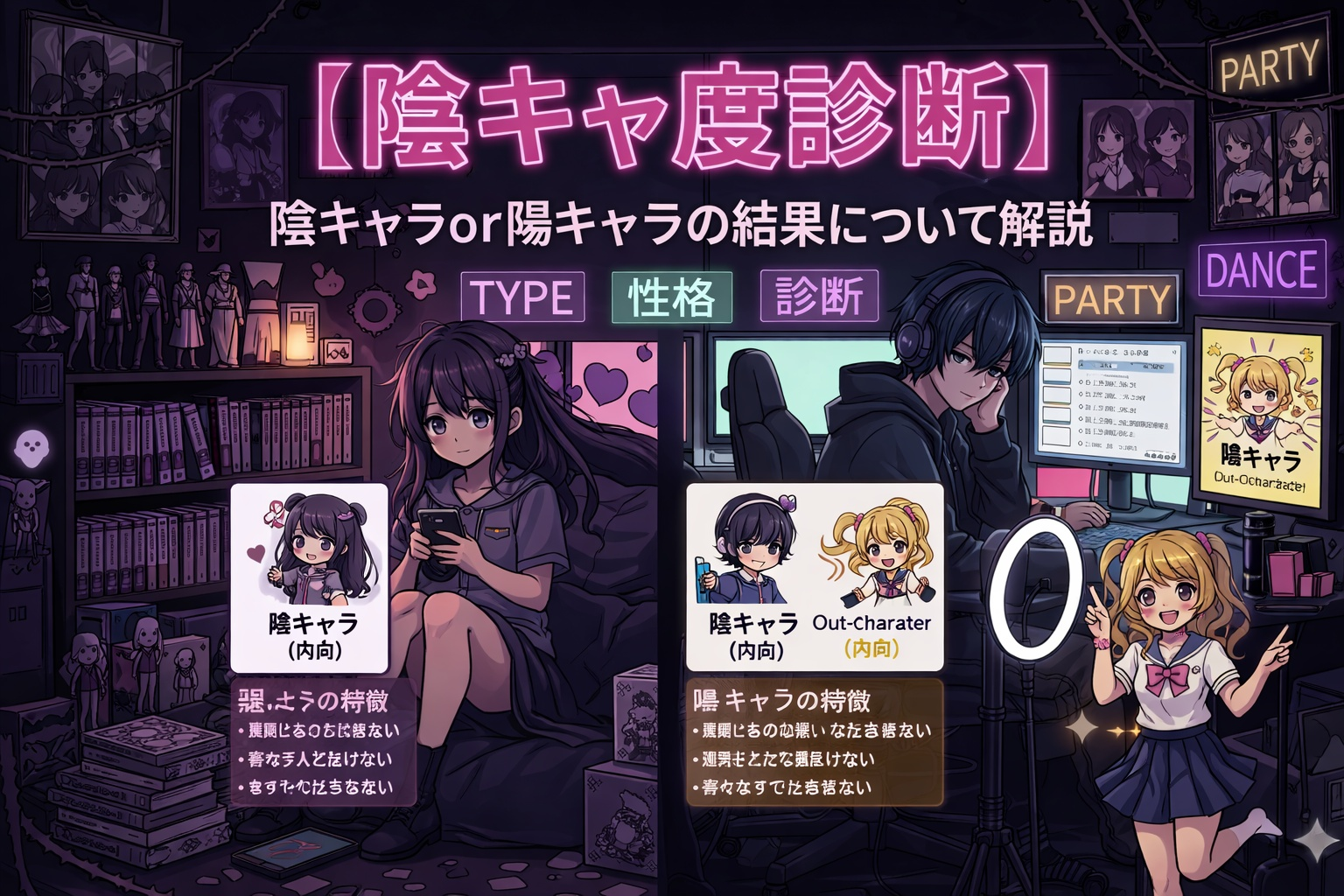 【陰キャ度診断】陰キャラor陽キャラの結果について解説