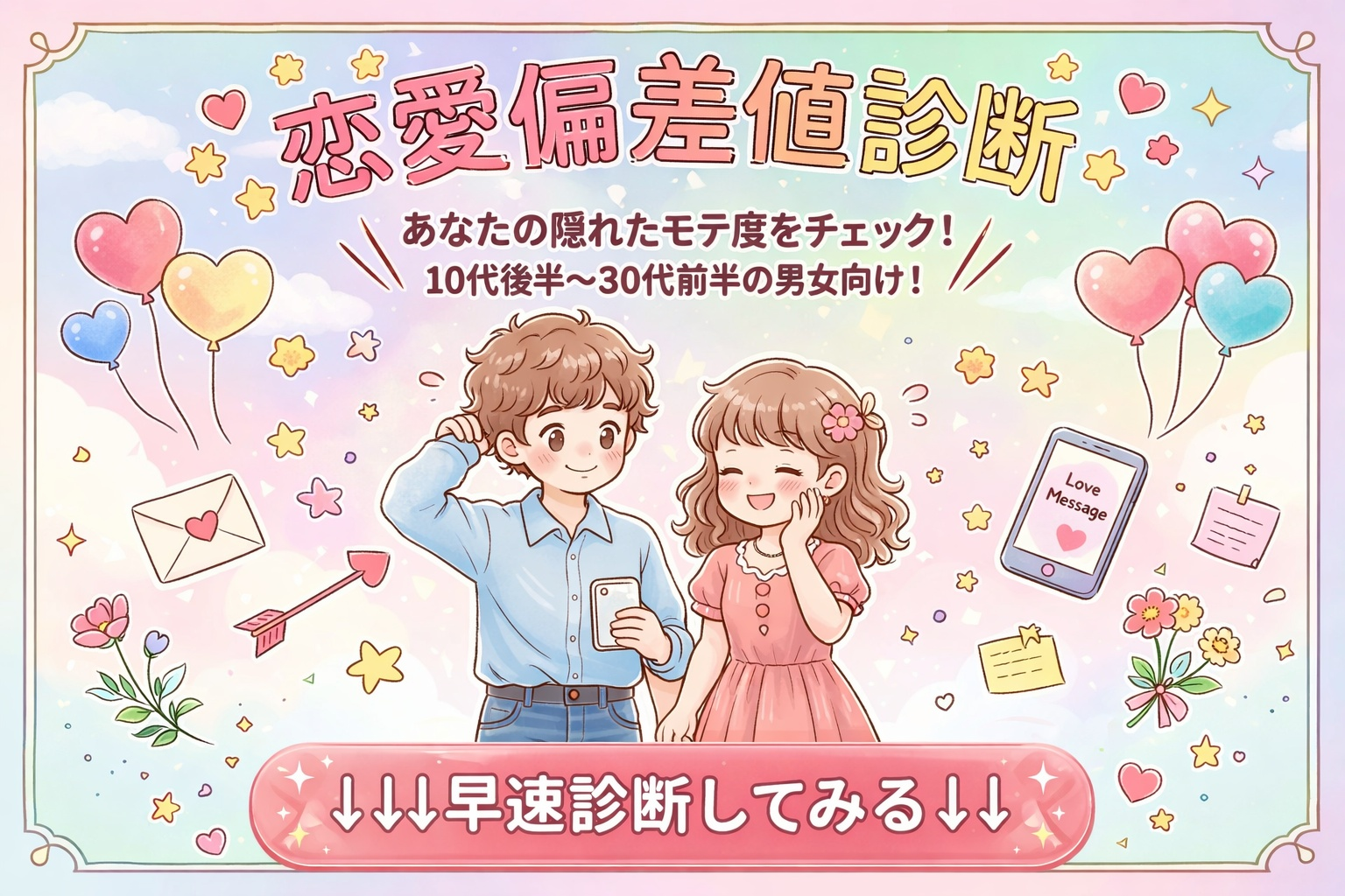 【恋愛偏差値診断】あなたの恋愛力は...