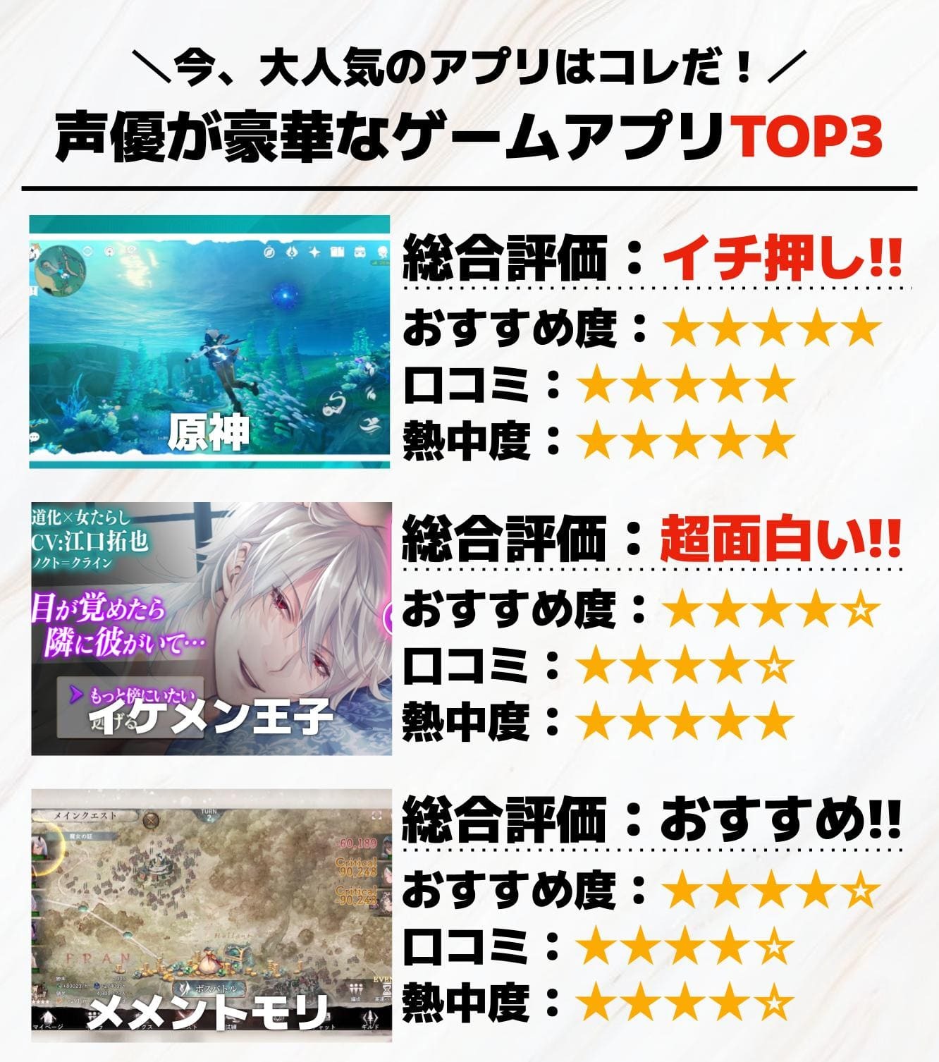 声優が豪華なゲームアプリ