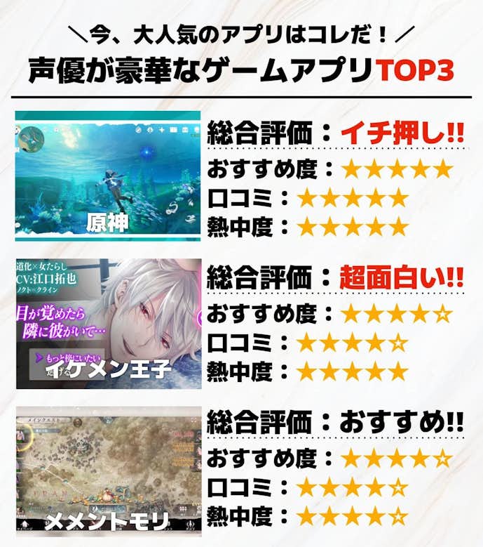声優が豪華なゲームアプリ