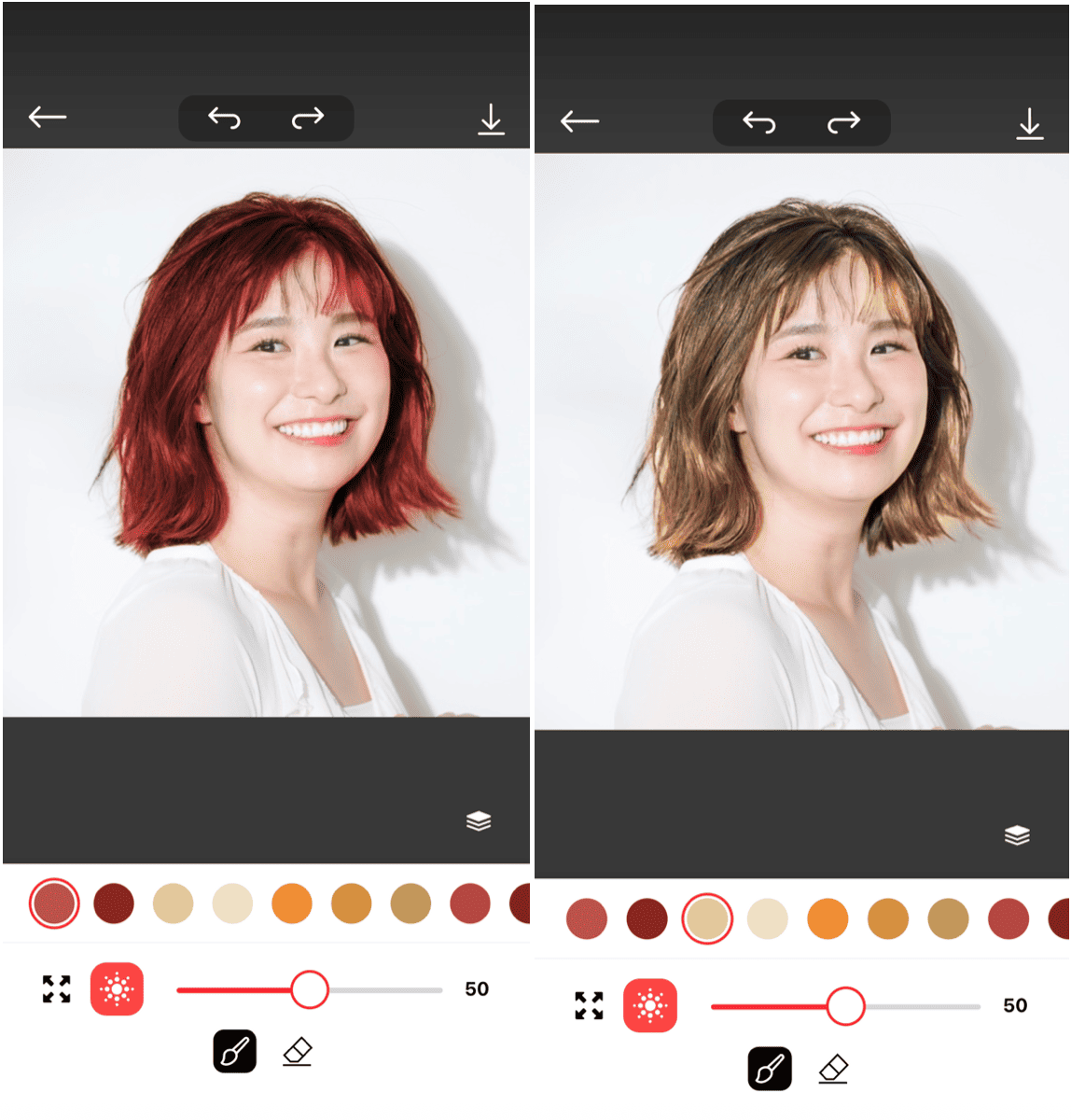 ヘアカラー シュミレーションの詳細画面