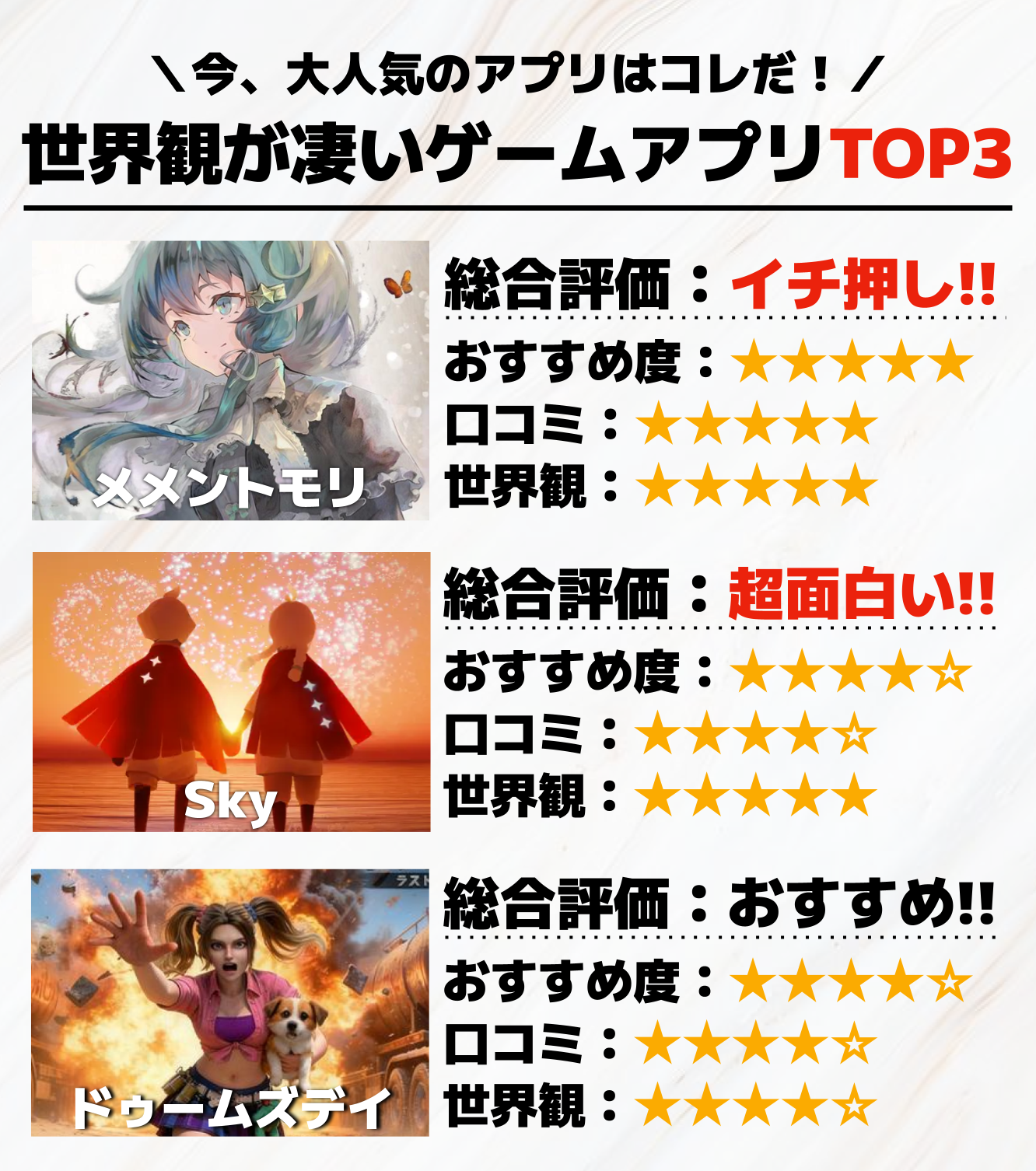 世界観がすごいゲームアプリTOP3