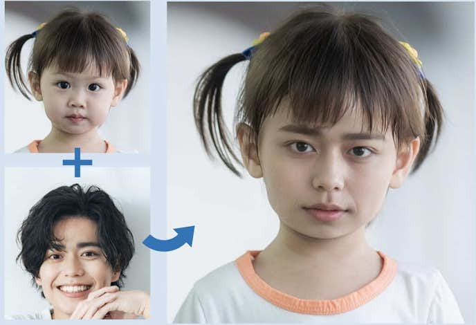 BeautyPlusの『表情』機能で二人の顔を自然に合成した画像