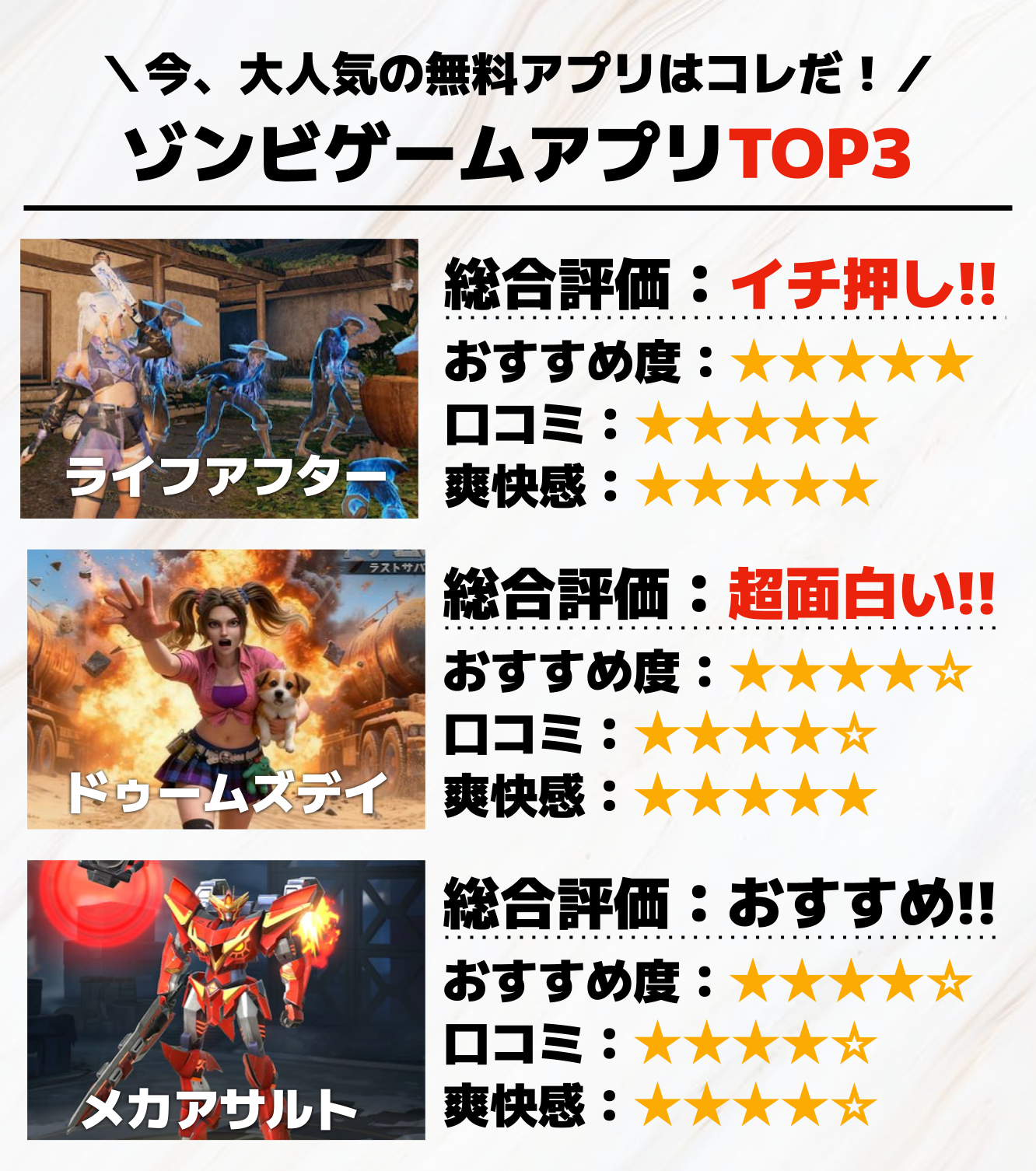 ゾンビゲームアプリTOP3