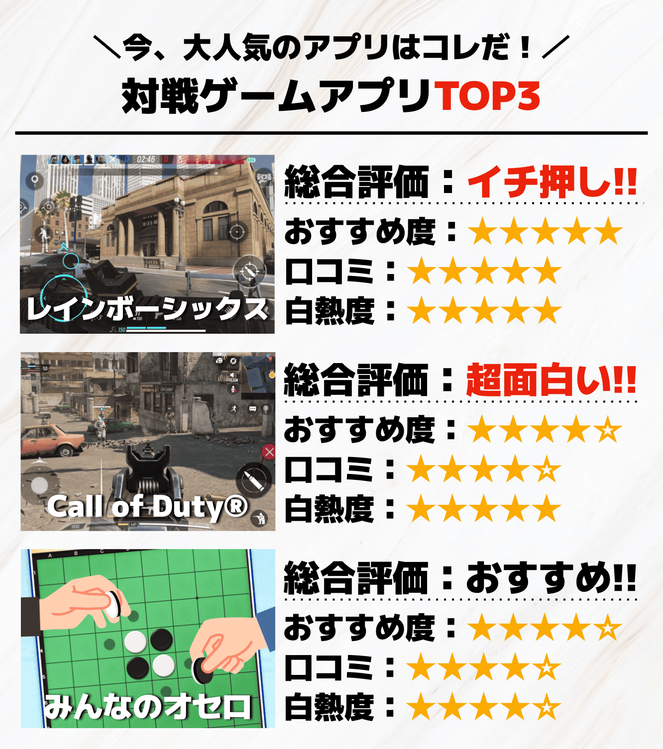 対戦ゲームアプリTOP3
