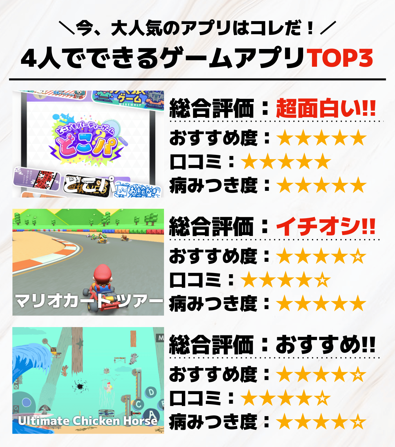 4人でできるゲームアプリTOP3
