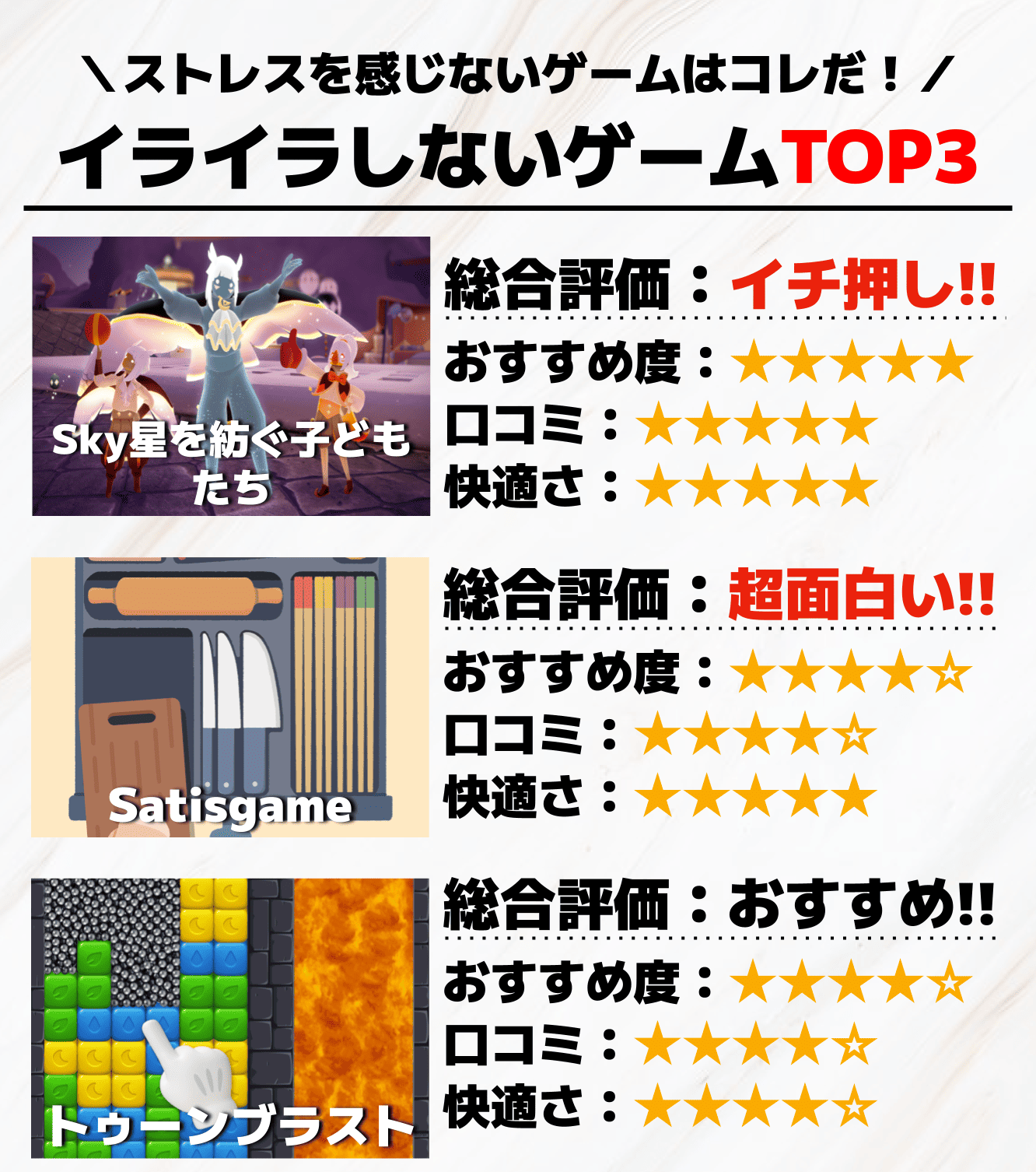 イライラしないゲームTOP3