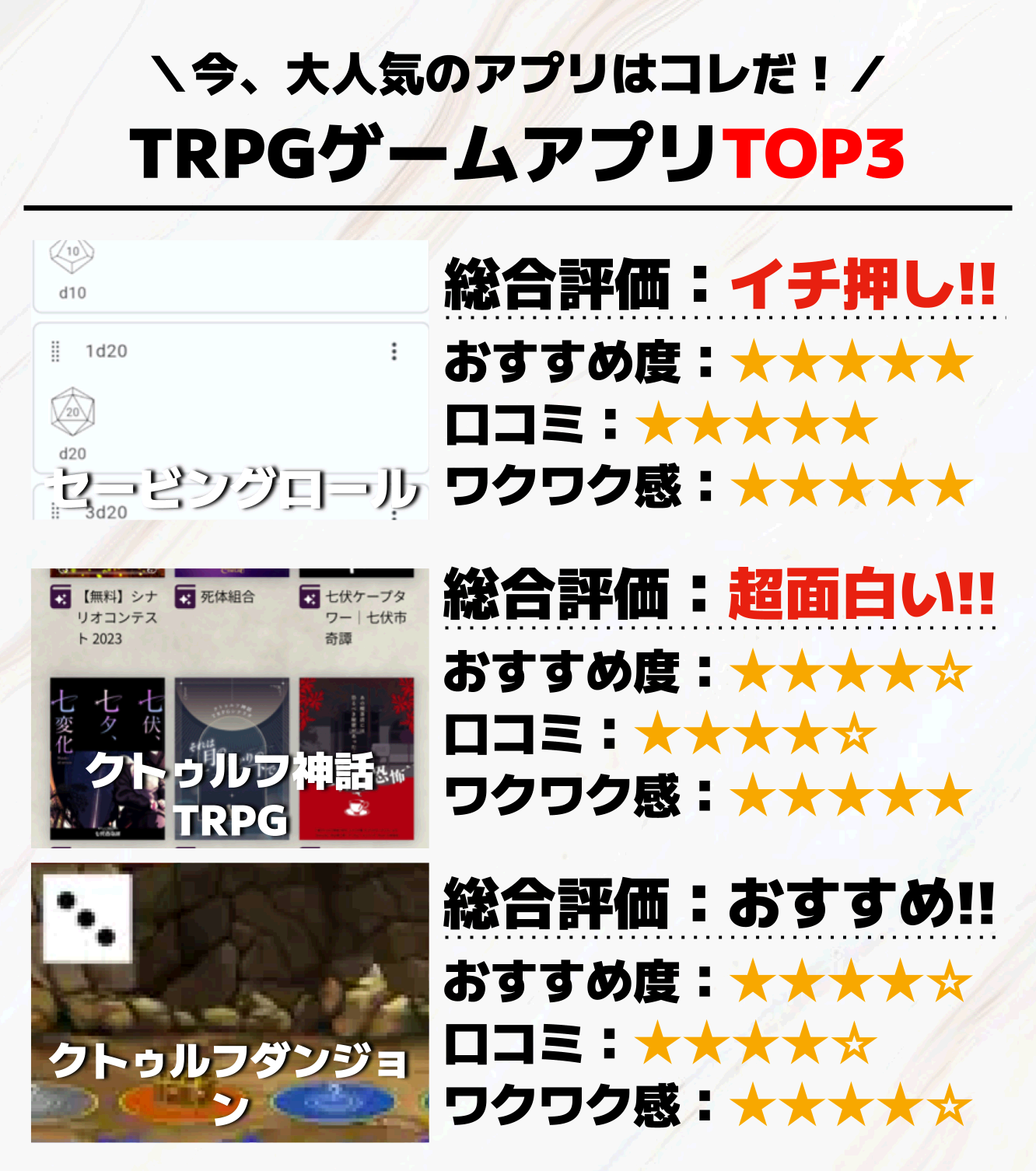 TRPGゲームアプリTOP3