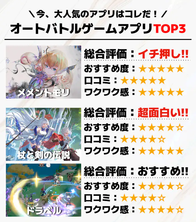 オートバトルゲームアプリTOP3