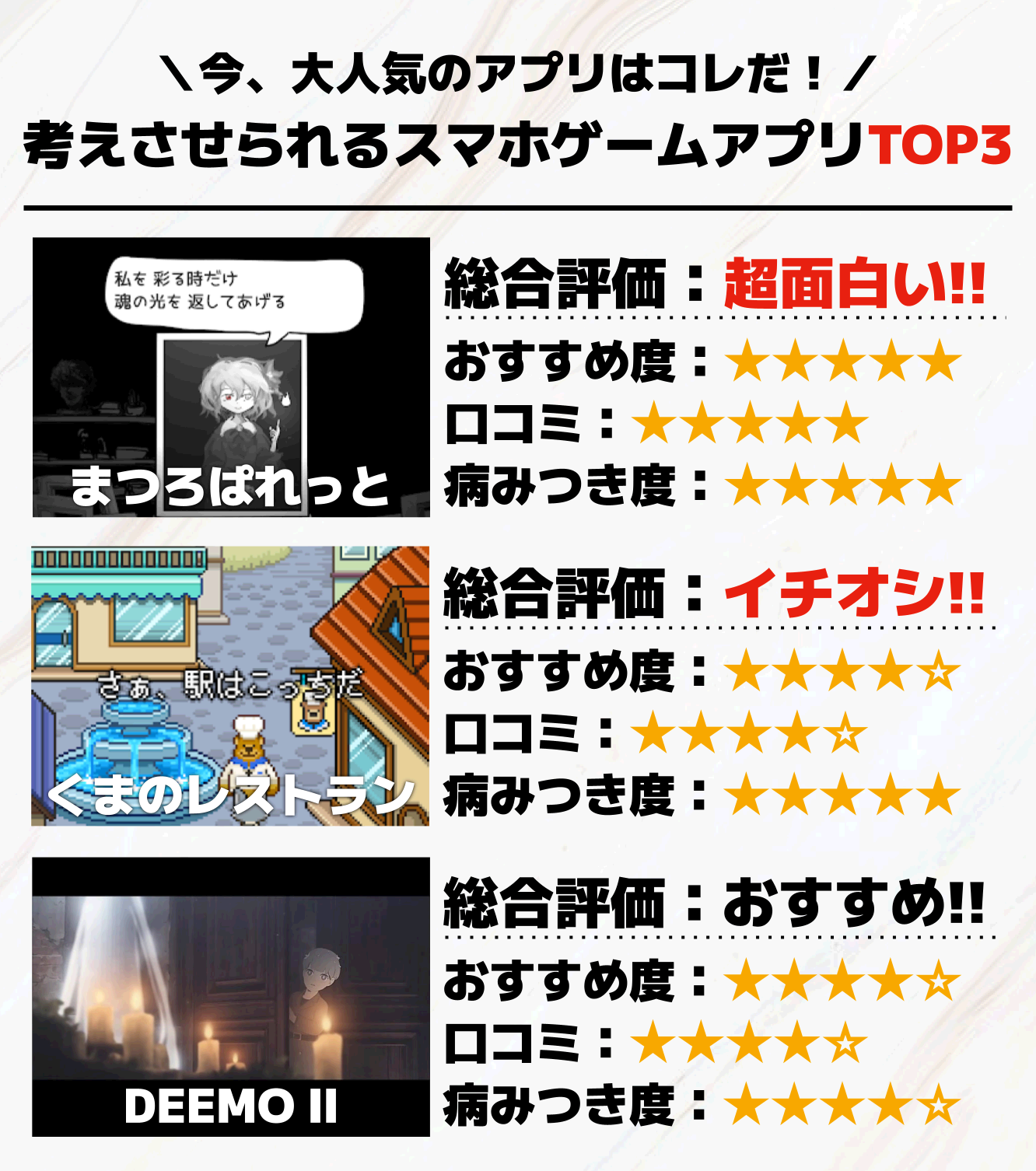 考えさせられるスマホゲームアプリTOP3