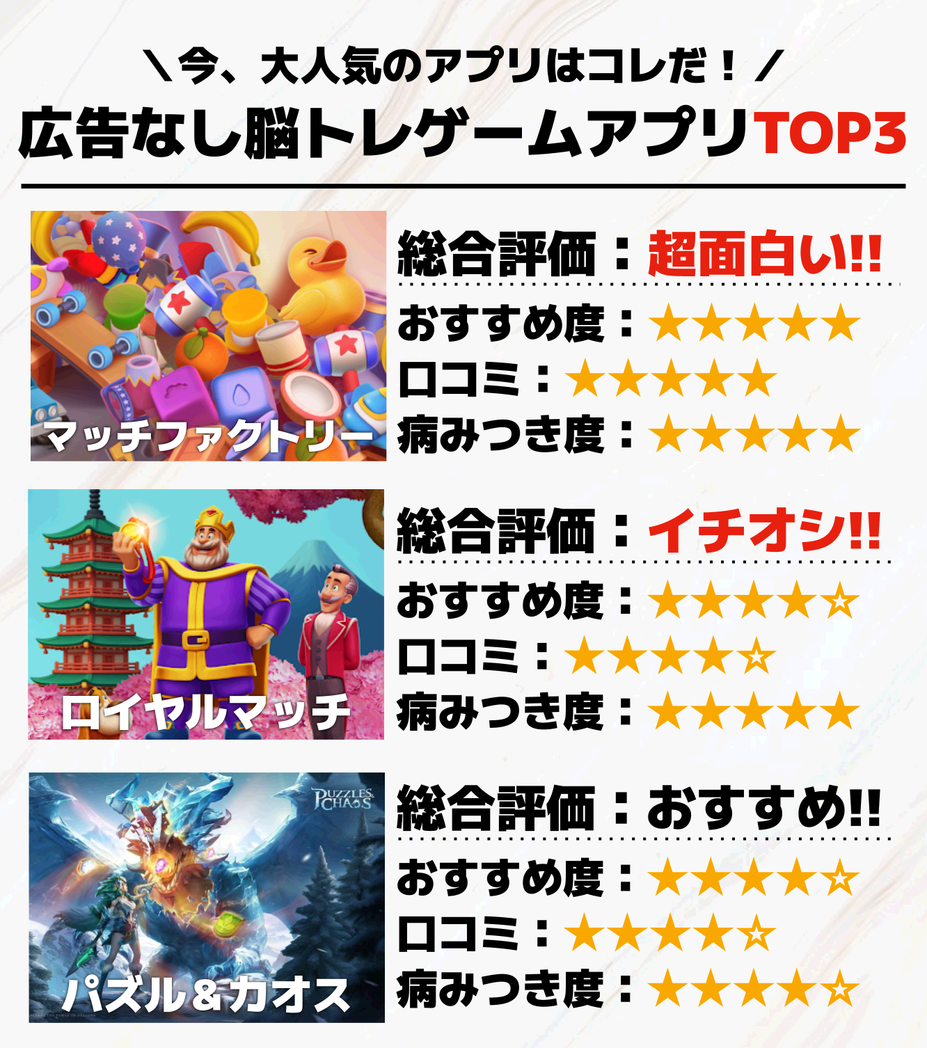 広告なし脳トレゲームアプリTOP3