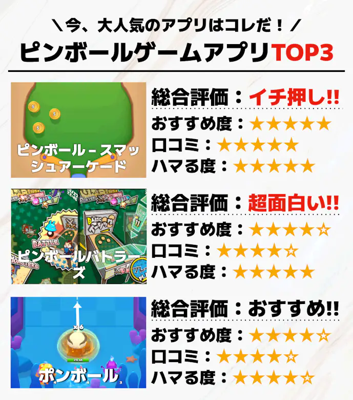 ピンボールゲームアプリTOP3
