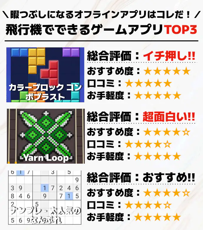 飛行機でできるゲームアプリTOP3