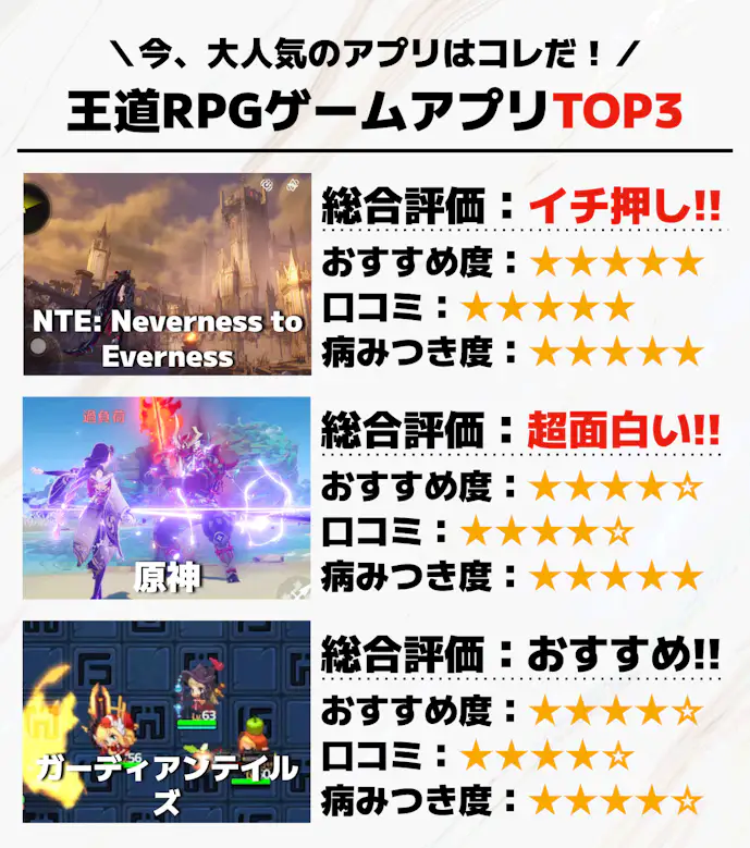 王道RPGゲームアプリTOP3