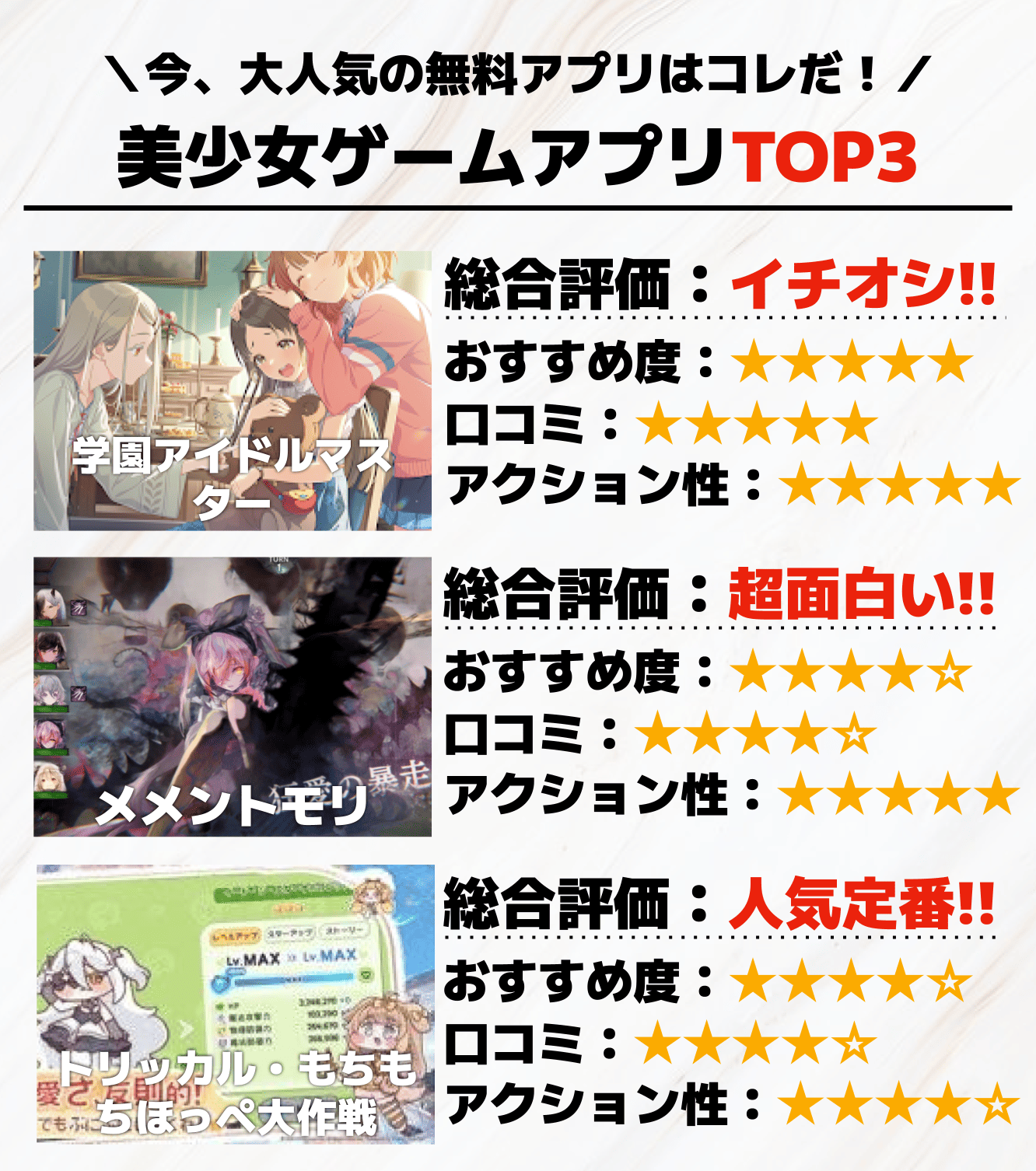 美少女ゲームアプリTOP3