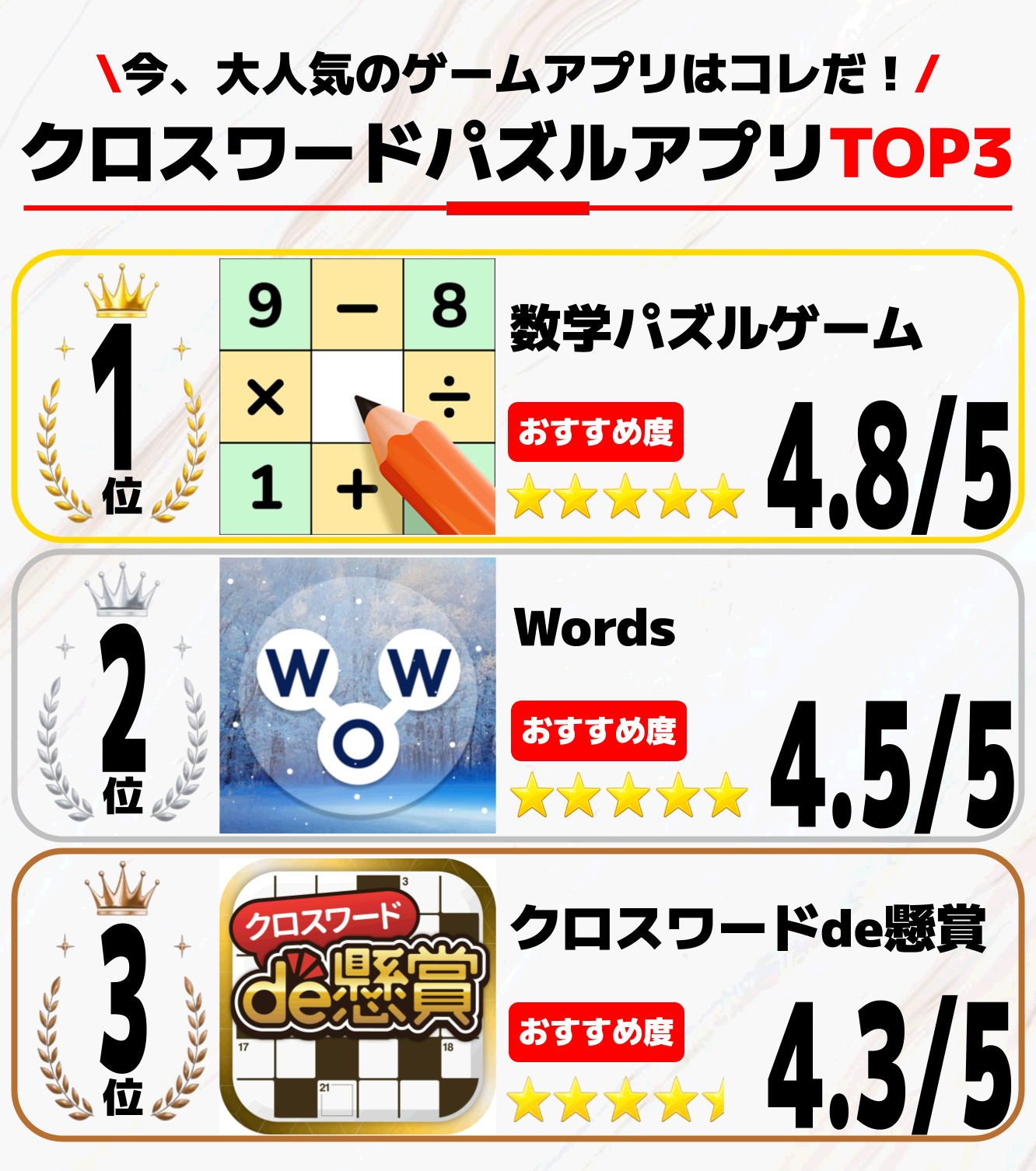 クロスワード アプリTOP3